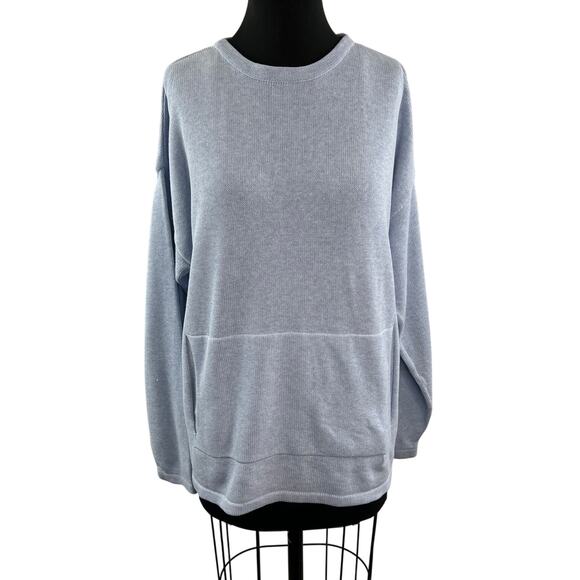 COUSIN JOHNNY Light Blue Knit Sweater Cotton Long Sleeve Pullover Size L Large - Picture 1 of 11